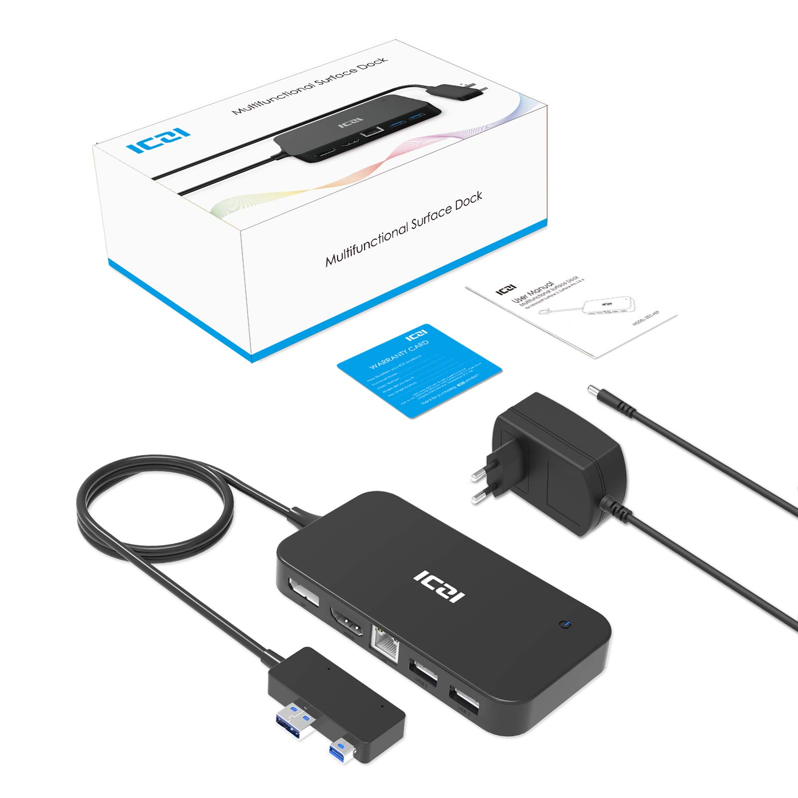 ICZI Microsoft Surface Hub, Surface Docking Station, La Conception de Connecter Unique,Pour Microsoft Surface Pro 4 et Surface 3, The New Surface Pro 2017 ( Non Surface Pro 3 )