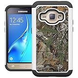 J1 2016 Case, Galaxy Amp 2/ Express 3 Case, UrSpeedtekLive [Shock Absorption] Dual Layer Heavy Duty Protective Silicone Plastic Cover Case for Samsung Galaxy J1 (2016) / Express 3- Camo Tree