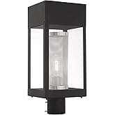 Livex Lighting 20763-04 Franklin - One Light Outdoor Post Top Lantern, Black Finish with Clear Glass with Stainless Steel Mes