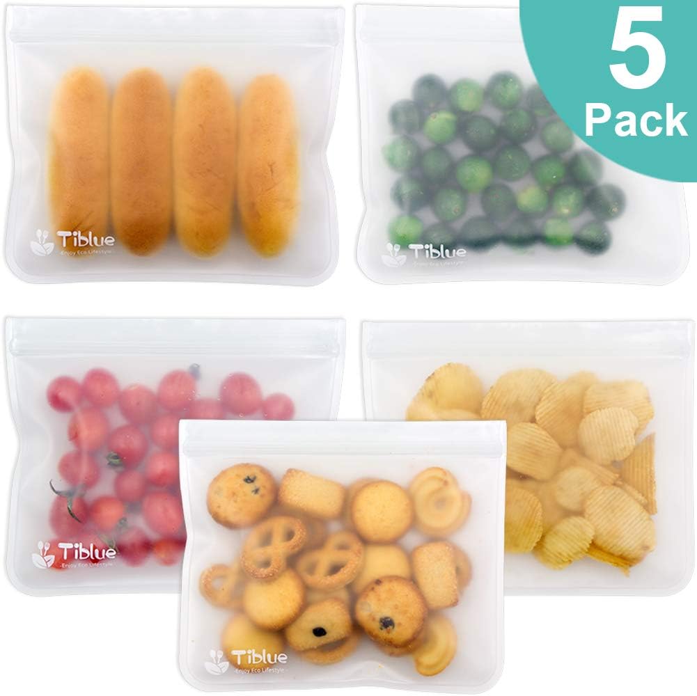Reusable Food Storage Bags - BPA FREE Freezer Bags Gallon Bags Reusable Sandwich Bags Reusable Snack Bags LEAKPROOF Reusable Lunch Ziplock Bags for Food Travel Make-up Home Organize (Clear, PEVA)