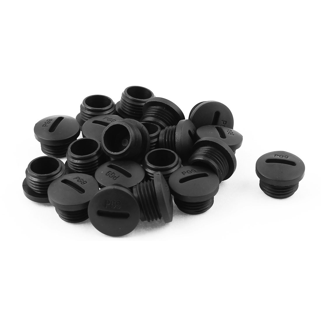Sourcingmap 20pcs PG9 Black Nylon Insert Blanking Plug Cap End Threaded M15 x 8mm