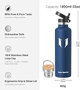 Super Sparrow 1000ml Stainless Steel Insulated Water Bottle with Two Lids view 3