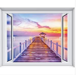 Corredor al atardecer Pegatinas de pared 3d Ventana falsa Escena