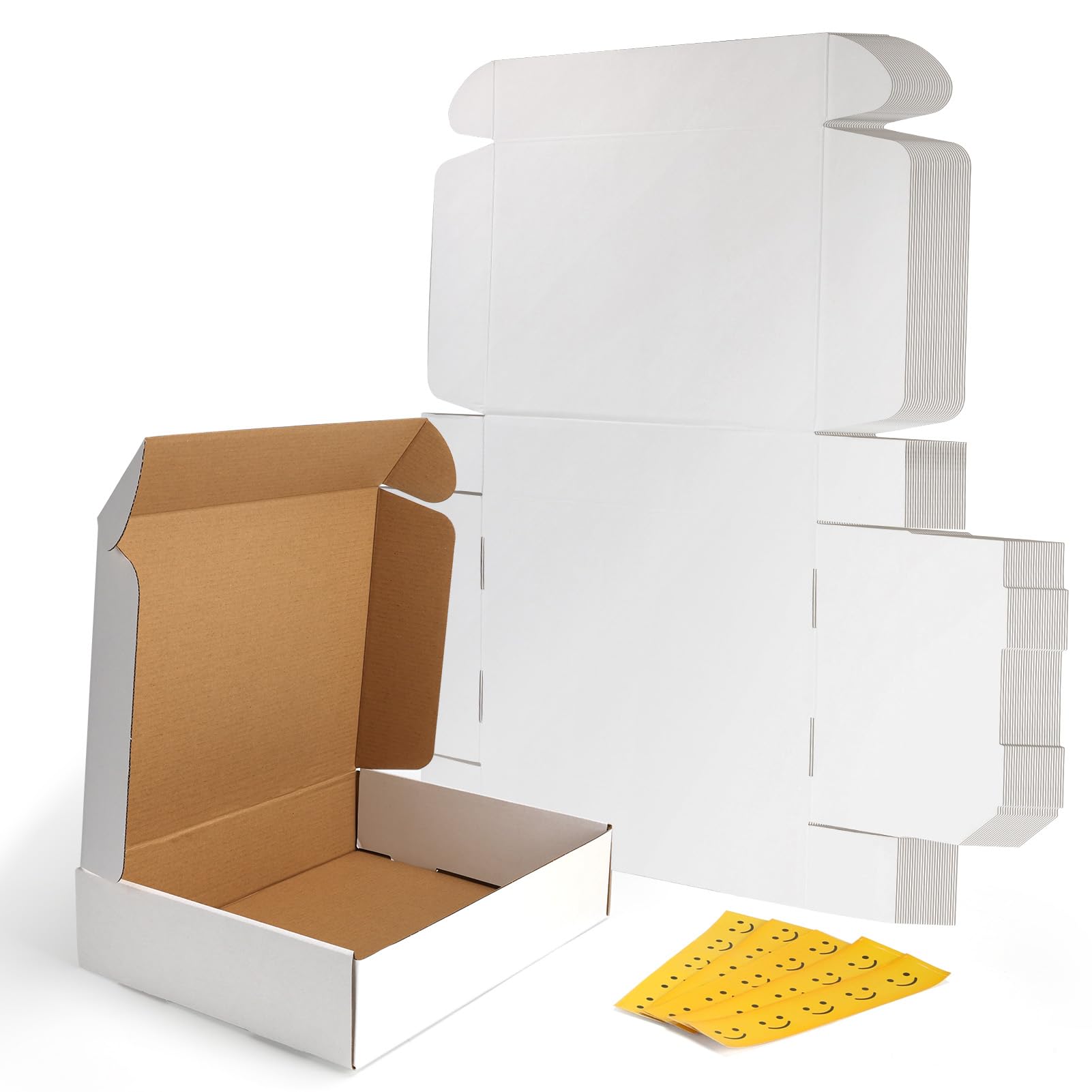Photo 1 of RLAVBL 13x10x3 Shipping Boxes Set of 25, White Corrugated Cardboard Box for Packing, Mailing, Business