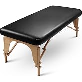 FondleFeeling Waterproof PU Leather Massage Table Cover Vinyl Wipeable Massage Bed Cover Stretch OilProof Lash Bed Covers for Spa &amp; Lash Studios Fits Beds 28-32" Wide (Black, 1Pcs)