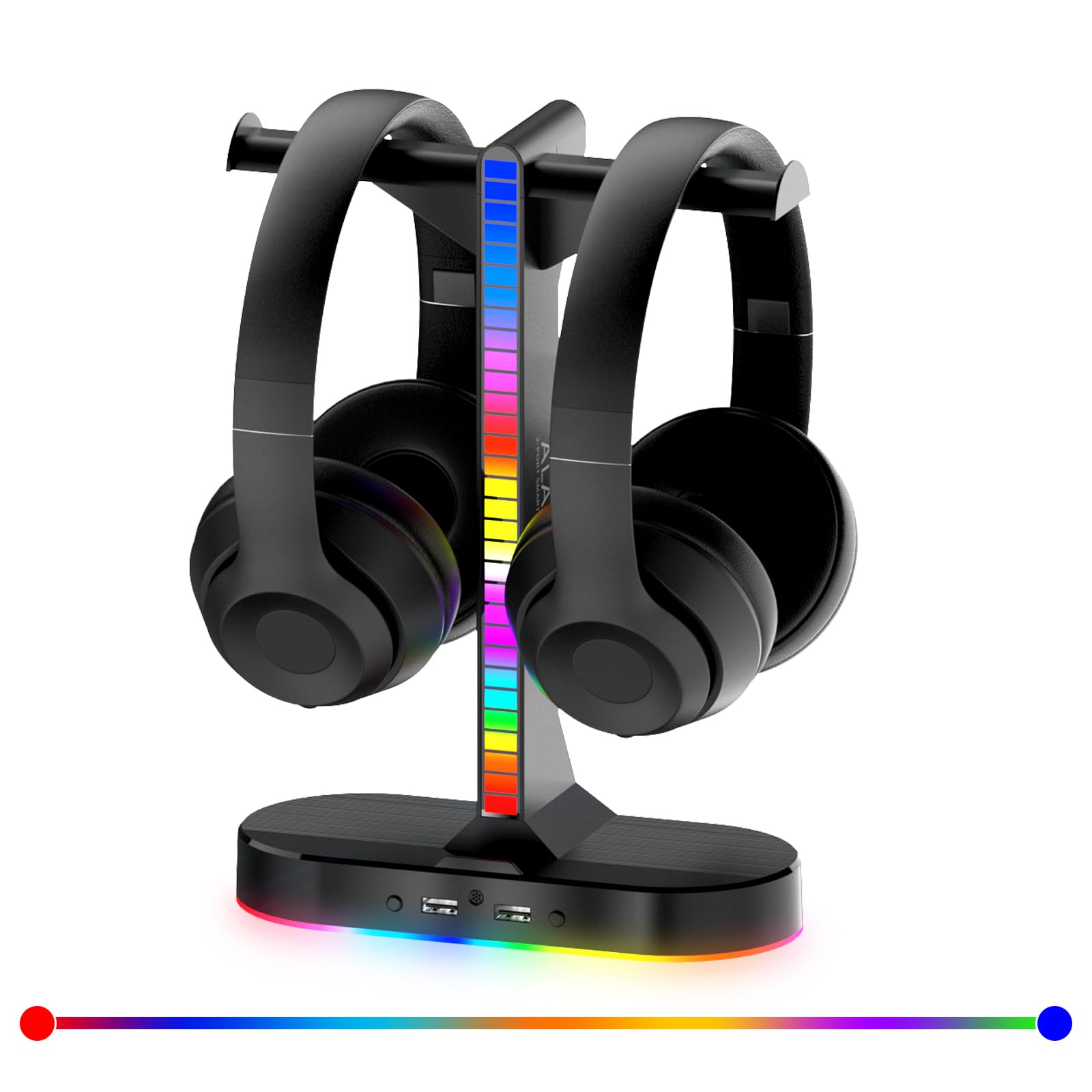 RGB Dual Headphone Stand with USB Charger Double Gaming Headset