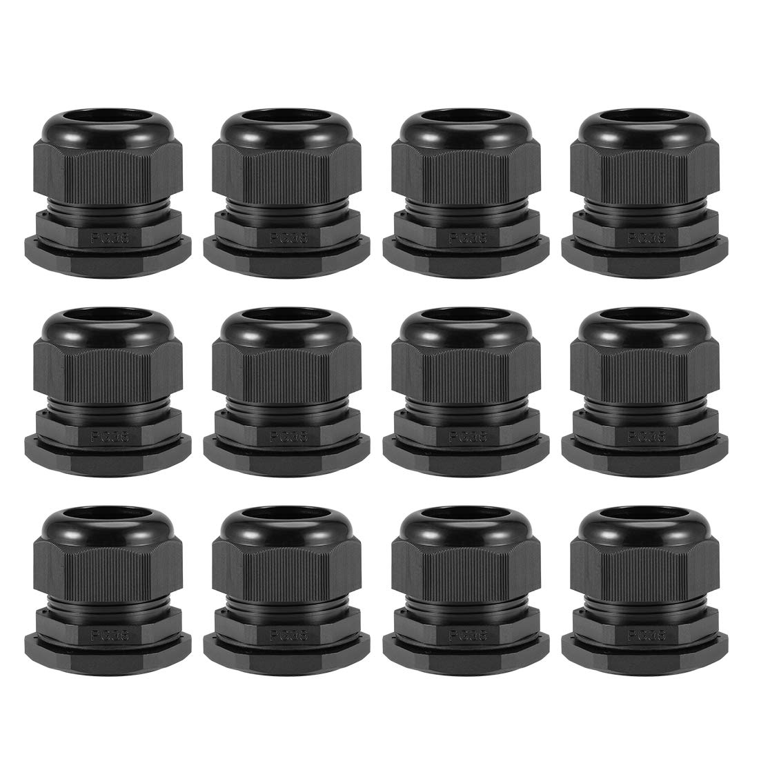 sourcing map PG36 Cable Gland 22mm-32mm Wire Hole Waterproof Nylon Joint Adjustable Locknut with Washer Black 12pcs