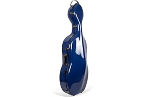 Crossrock Fiberglass Cello Case with Wheels - Fits 4/4 Full Size Cello - Includes Padded Music Pouch, 3 Handles, Removable Shoulder Straps- Navy Blue (CRF2020CEFNVBL)
