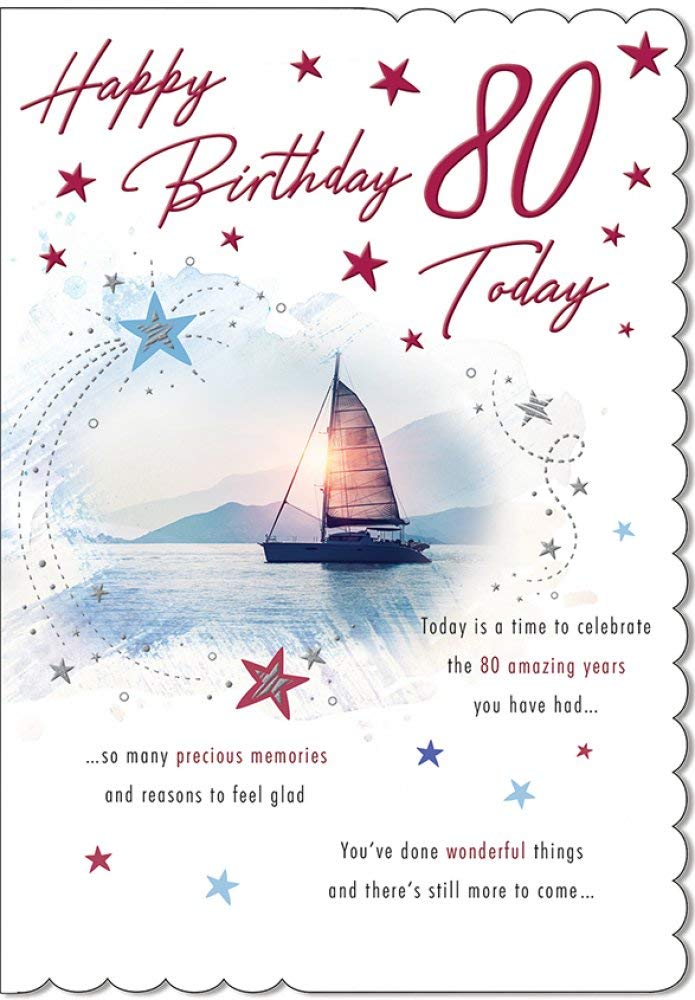 Piccadilly Greetings Traditional Milestone Birthday Card Age 80 M - 9 x 6 inches