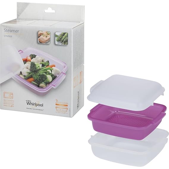 Whirlpool STM008 - Mikrowellenzubehör/Dampfgarbehälter für die Mikrowelle (rechteckig)/ Dampfgarer für die Mikrowelle/ 24 x 2