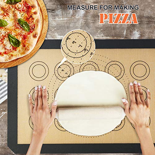 Silicone Baking Mats-Non Stick Cookie Sheet Macaron Mat Liner for Bake Pans & Rolling,Perfect Bakeware For Bread Making Pastry Cake Brioche Pizza-Thick/Large/BPA Free(2 Half Sheets &1 Quarter Sheet)