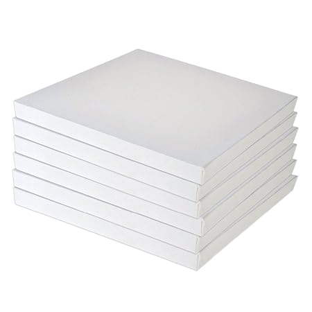 4-er Set leere quadratische bespannte Leinwände, 20 x 20 cm, Holzrahmen, ideal zum Malen und Dekorieren, geeignet für Öl- und