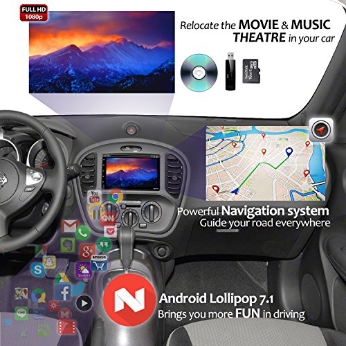 Android 7 Car Stereo CD DVD Player - Corehan 6.95" inch 2GB Ram 16GB Rom Double Din In Dash Car Radio Video Multimedia Player Navigator with Bluetooth Wifi GPS Navigation System