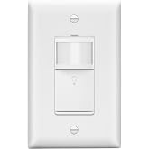 LIDER Motion Sensor Switch with Wall Plate, PIR Sensor Switch, Matte White | UL Listed, Occupancy/Vacancy, No Neutral Required, Ground Wire Required, 1-Pole, Included, Thermoplastic, Energy Saving
