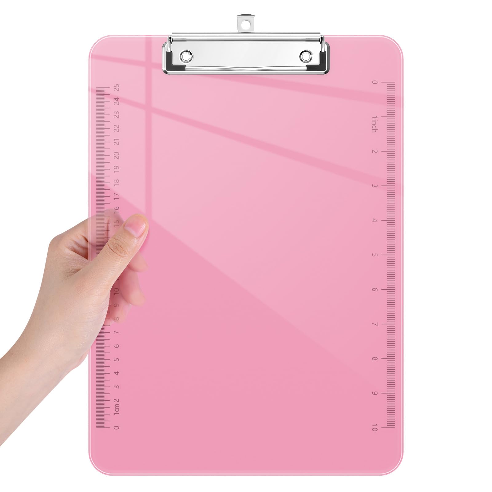 Piasoenc Plastic Clipboards, Translucent Clip Board with Low Profile, Office Supply, School Supplies, Letter Size 12.5 x 9 Inches,Pink — image 1