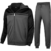 Little Beauty Men's Tracksuits Casual Sweat Track Suits Full Zip 2 Pieces Sweatsuits Long Sleeve Jogging Workout Sports Set