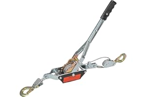TBAPFS 2 Ton Heavy Duty 2 Hook Steel Cable Dual Gear Power Puller Come Along Chain Winch Ratchet Tool, Automotive Hoist Hand Winch Cable Puller Stretcher Lift
