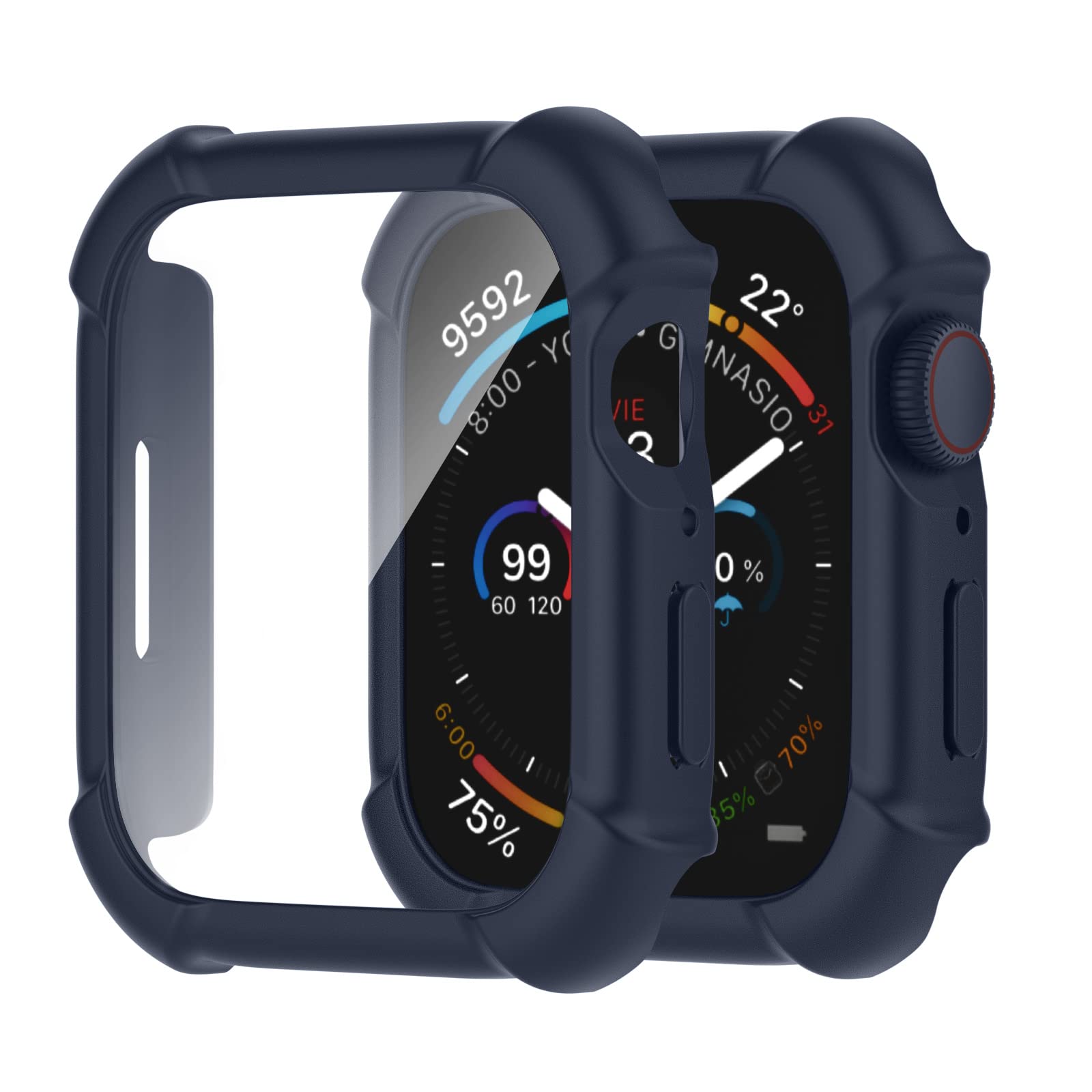 Recoppa Series 8/7 Screen Protector compatible for Apple Watch 41mm45mm, 360 Degree Military Protective Case Shock-absorbing Cover for iWatch 8/7 41mm 2 pack Blue/Blue