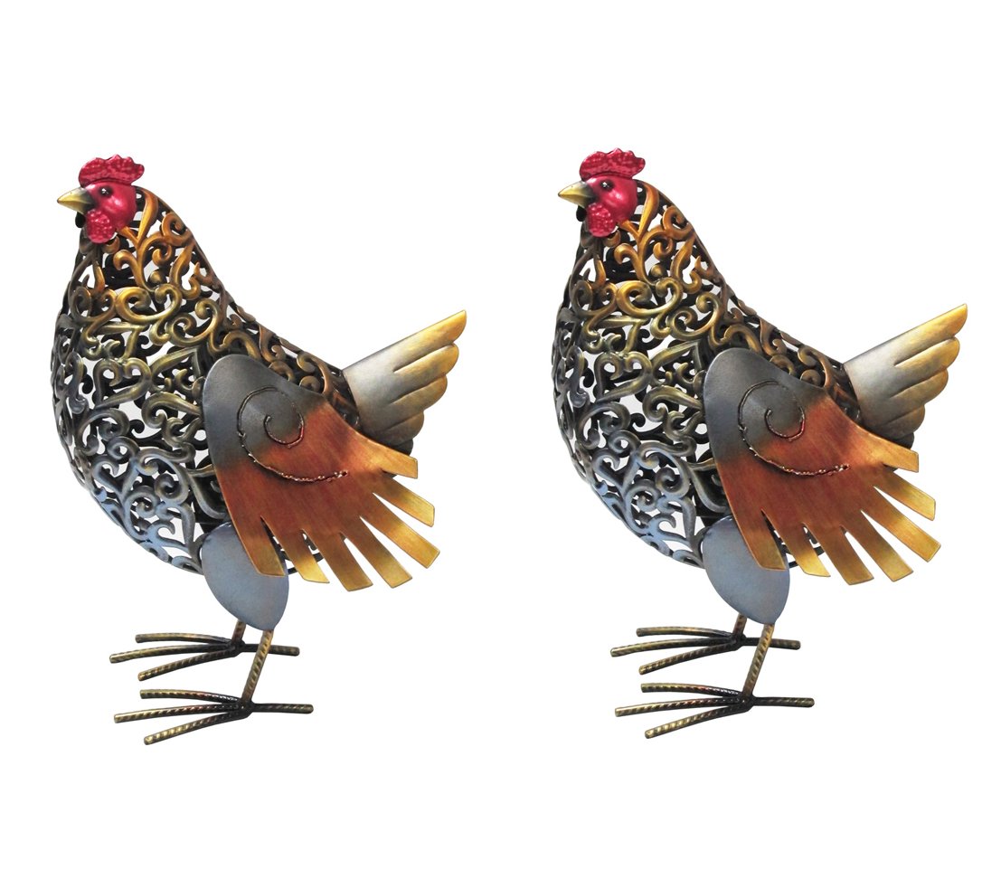 Dehner Henne Vroni metal figurines, pack of 2, approx. 38 x 27 x 16.5 cm, coloured