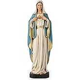BC Catholic Immaculate Heart of Mary Figure, 6" H Blessed Holy Mother Virgin Mary Statue for Home, Religious Gifts to Mom，Devout Home Decor Classical Renaissance Sculpture Handpainted by Buildclassic