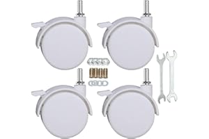 YEWEKE 2" Stem Casters Replacement Casters Threaded Swivel Furniture Caster Wheels with Brakes 100Lbs (5/16-18-White)