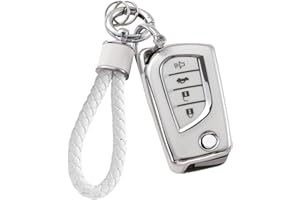 YO&YOYE for Toyota Key Fob Cover with Keychain, Soft TPU Key Case Protection Shell Fit for Fortuner Tundra Camry RAV4 Highlander Corolla Smart Key Holder