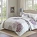 Comfort Spaces CS14-0066 Enya 3 Piece Quilt Coverlet Bedspread Ultra Soft Floral Printed Pattern Bedding Set, King, Purple-Grey