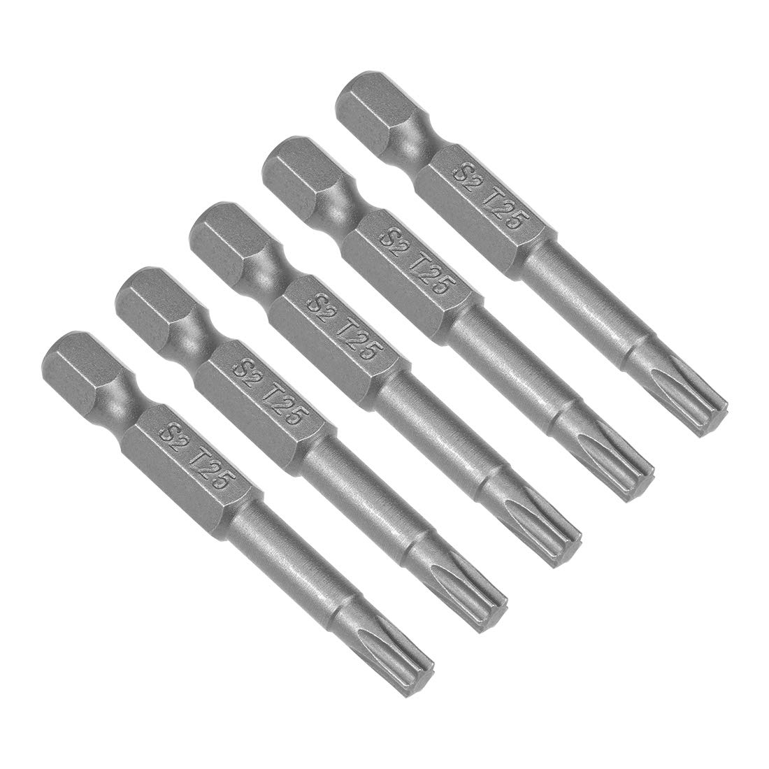sourcing map 5 Pcs T25 Magnetic Torx Screwdriver Bits, 1/4 Inch Hex Shank 2-inch Length S2 Power Tool