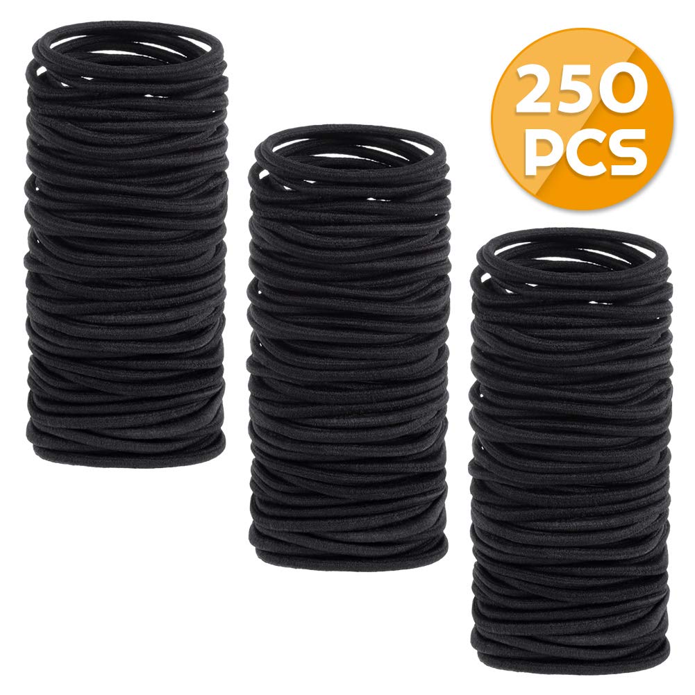 Anezus 250 Pcs 3mm Black Elastics Small Hair Ties Hair Bands Accessories for Girls