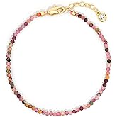 MEVECCO Gold Bracelet for Women 18K Gold Plated Handmade Stone Crystal Mixed Custom Beaded Charm Chain Bracelets Jewelry Gifts For Her