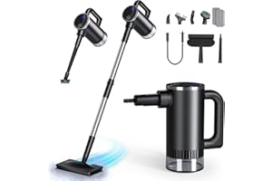 FODFINU 11-in-1 Steam Mop - Detachable Handheld Steam Cleaner with 380mL Tank, 260℉ Floor Steamer for Hardwood, Tile, Grout, Windows, Bath & Kitchen - 3-Level Steam Control, Multi-Purpose Floor Steam Cleaner