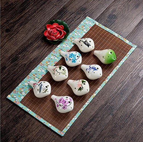 Easyflower Wonderful Musical Instruments Toy 6 Hole Middle Tone C Tune Ocarina Beginner Flute Painted Musical Instrument(Orange Butterfly) - Thumbnail 5