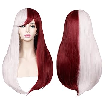 Amazon Com Colorground Long Straight Silver White And Dark Red