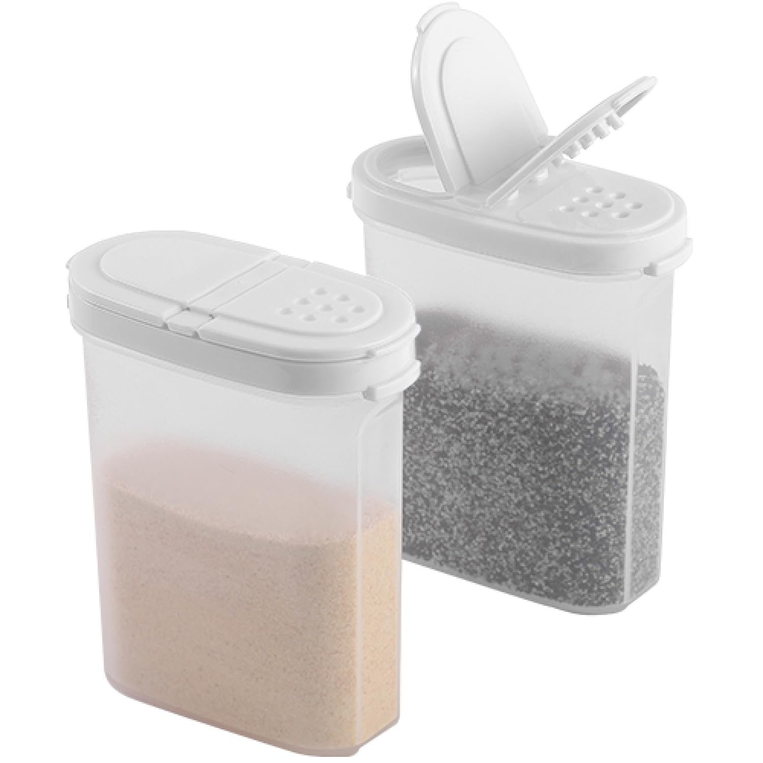 Photo 1 of SIGNORA WARE Spice Jars with Lids - 8 oz Refillable Empty Airtight Spice/Seasoning Containers Set -2 in 1 Pour/Sift Shaker Lids Clear Plastic Spice/Seasoning Organizer Kitchen/Travel 2 pk