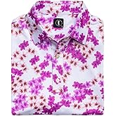 U Suck at Golf Men's High Performance Dry Fit Short Sleeve Golf Polo Shirt (April Flowers White, X-Large)