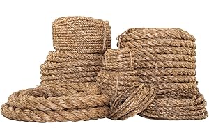 SGT KNOTS Twisted Manila Rope - Natural 3 Strand Fiber Hemp Rope for Indoor and Outdoor Use | Multipurpose Manila Rope for Crafts, DIY Projects, Home Decorating, Climbing | 1/4 in x 300 ft