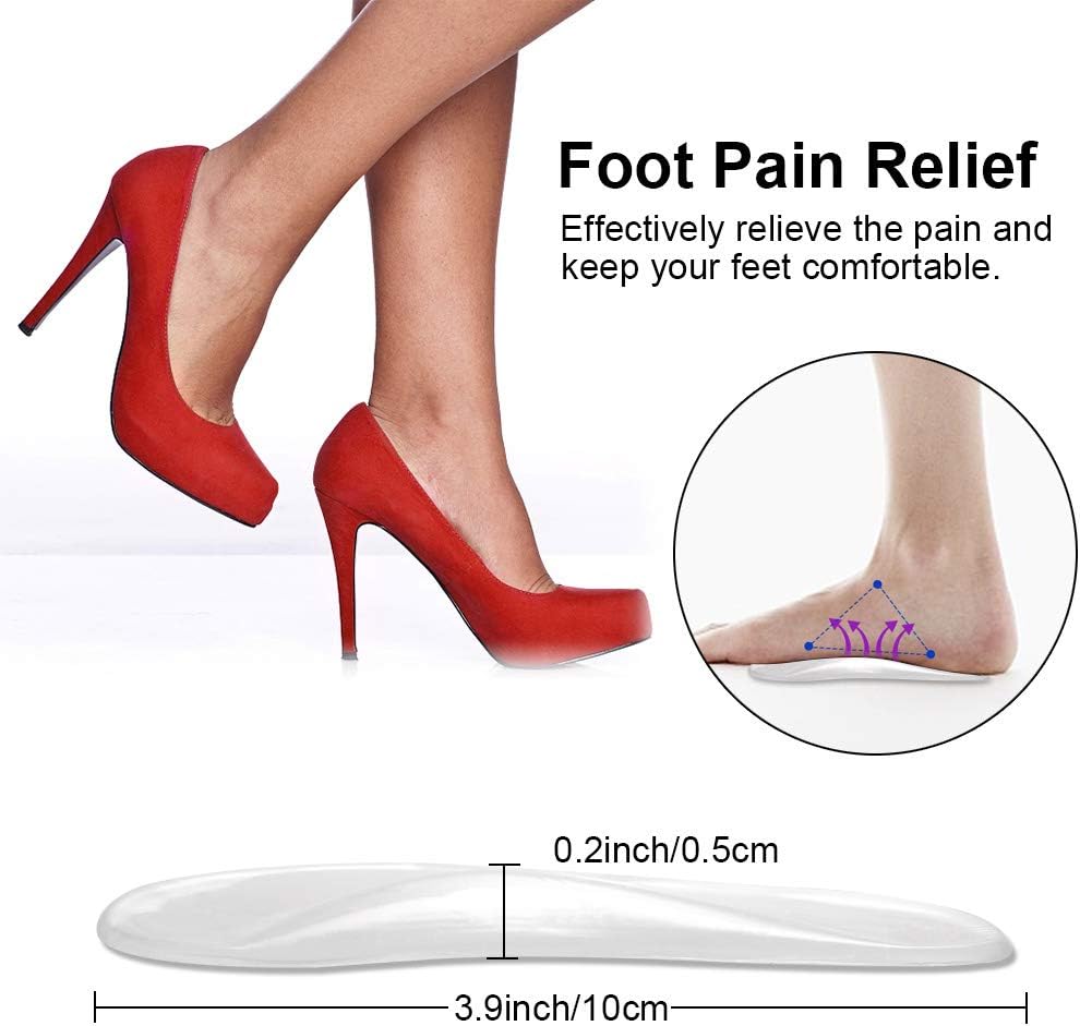 Arch Support Insoles for Flat Feet Soft Gel Insole Pads Reusable Stick on Shoe Inserts Adhesive Arch Cushions for Plantar Fasciitis Relieve Pressure and Feet Pain for Men and Women (2 Pair Clear) - Image 3