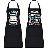 Defresit 2 Pack Funny Baking Aprons for Women – Cooking Aprons with Pockets, Valentines Day Baking Gift for Moms, Bakers, Friends – Perfect for Thanksgiving, Christmas, Mothers Day, Birthday