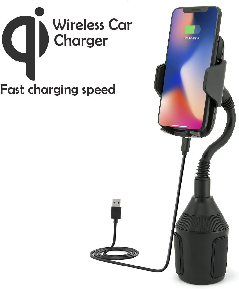 Universal Wireless Car Car Holder with Qi Charging Compatible with Apple iPhone X, 8, 8 Plus/Samsung Galaxy Note 8, S8, S8 +, S7, S7 Edge/LG G6, G4 / Microsoft/Motorola etc.