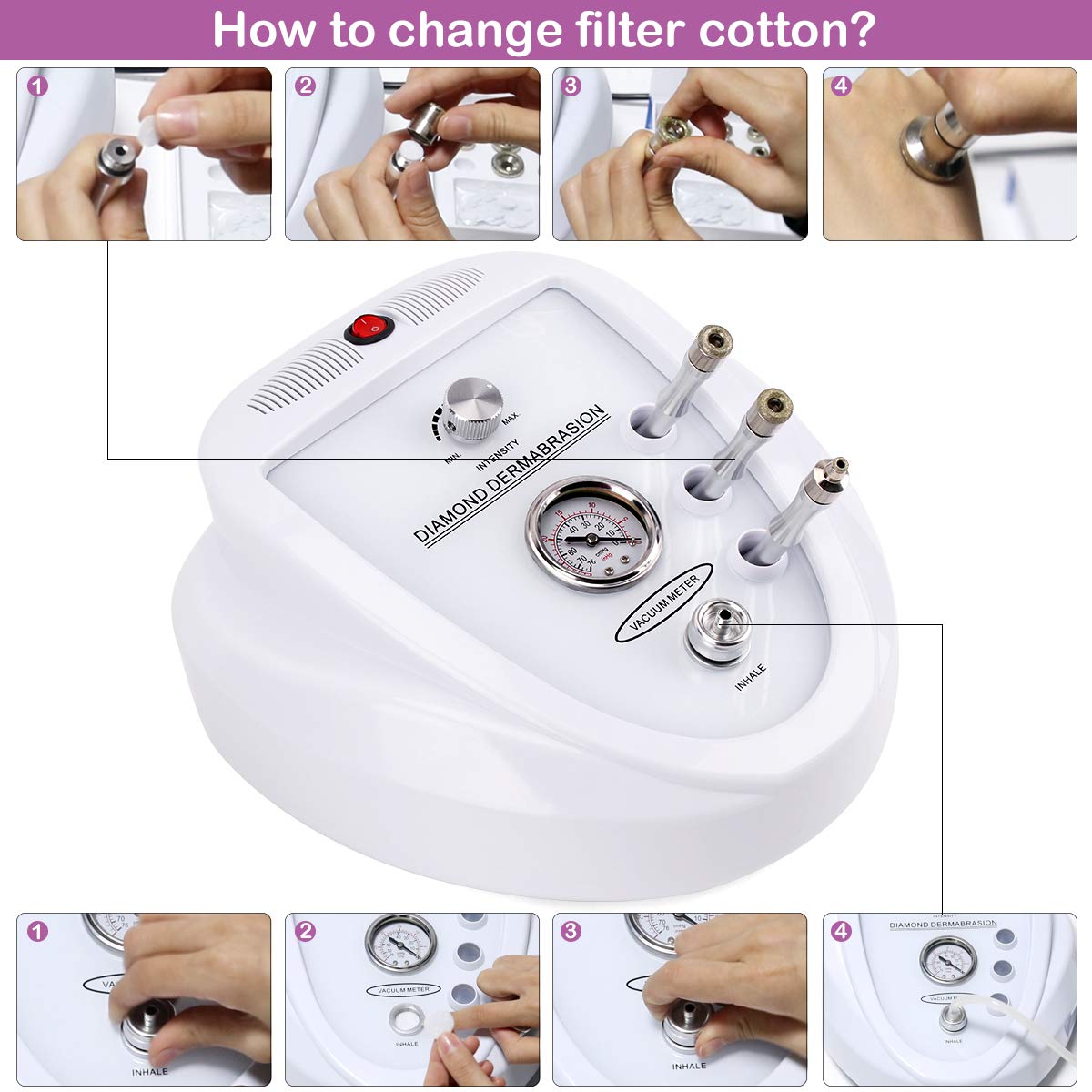 Diamond Microdermabrasion Machine, Yofuly 65-68cmhg Suction Power Professional Dermabrasion, Home Use Facial Skin Care Equipment: Beauty