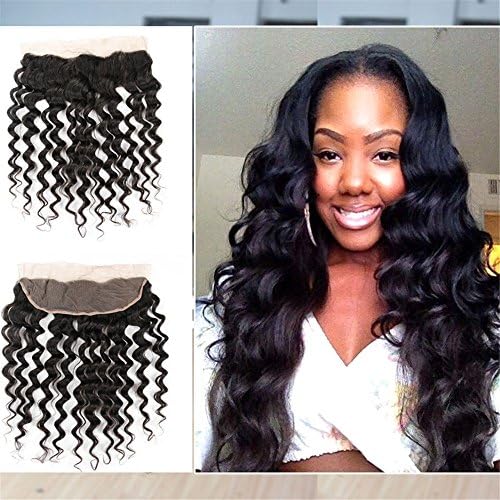 Halo Lady 13x4 inches Full Lace Frontals Free Part Ear To Ear Brazilian Virgin Hair Loose Deep Wave Human Hair Lace Front Closures With Natural Color 18 inches