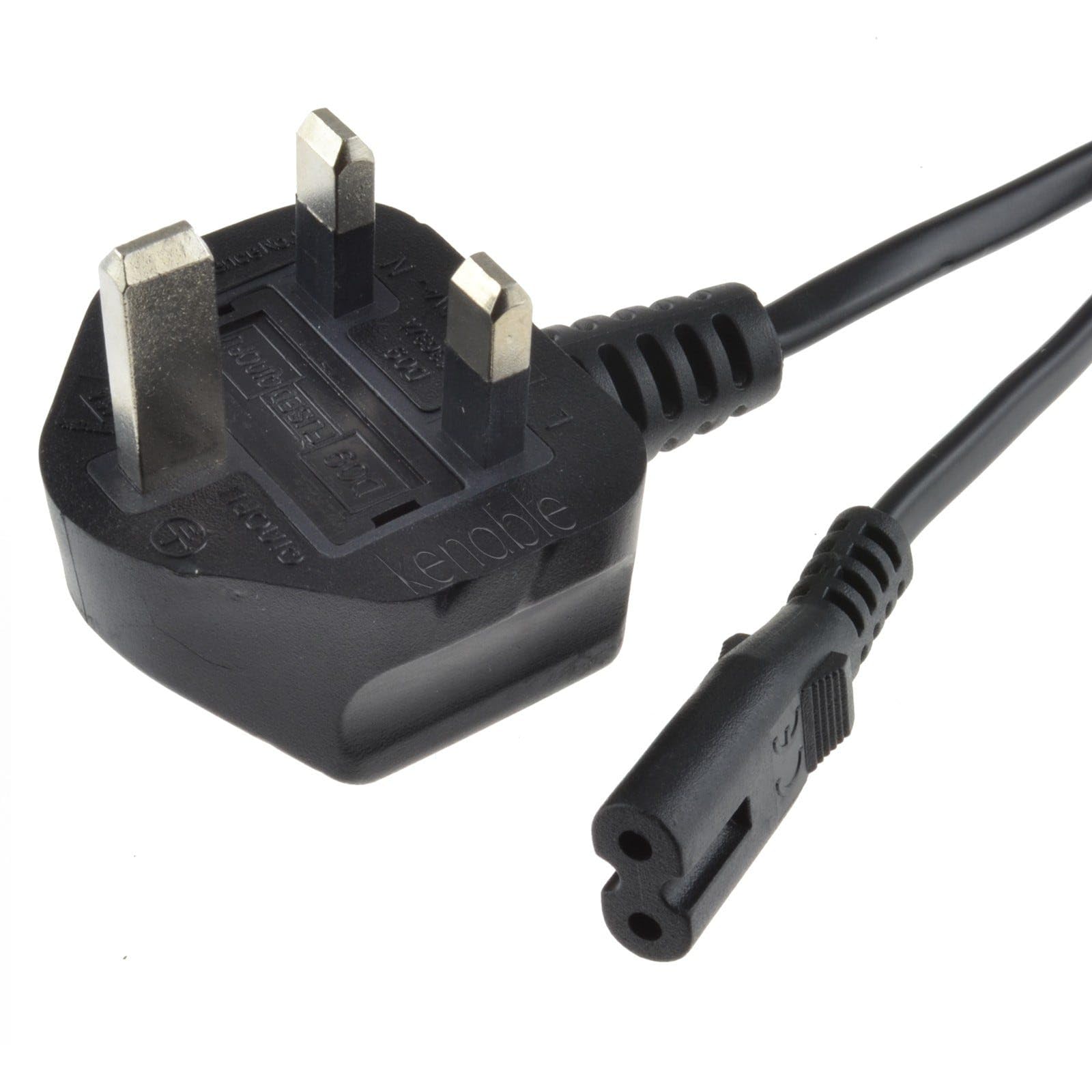 kenable Figure 8 Power Cable UK Plug to C7 Lead for LED Smart TV Laptop Audio Equipment Black 5m
