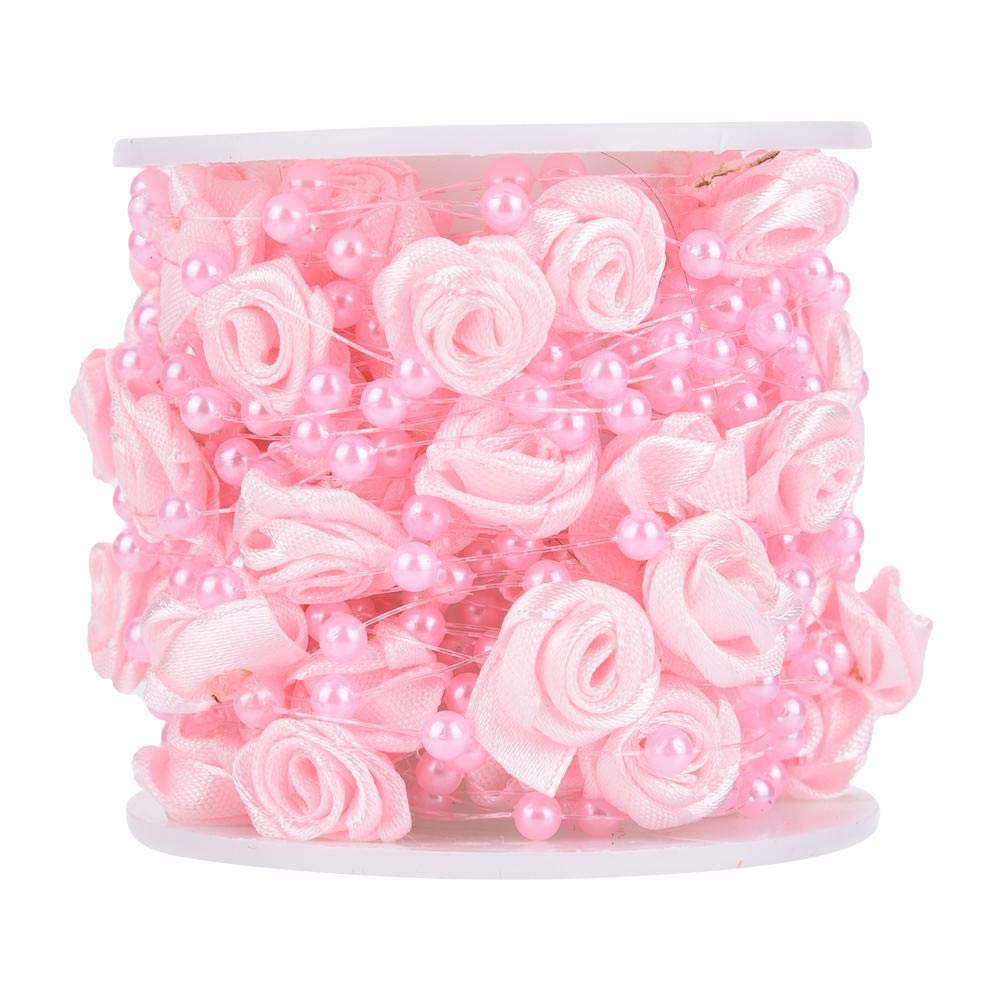 Garland, Pearl Bead String Pearl Wire Beads Pearl Strand, Rose Pearl Garland Beads Chain, for Christmas for Wedding(Pink)