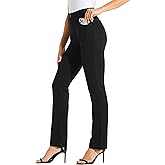 Willit Women's Yoga Dress Pants Straight Leg Work Slacks Stretchy Office Casual 4 Pockets Belt Loops 28"/29"/30"/31"/33"