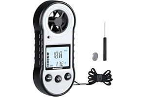 LEERCHUNAG Digital Anemometer, LEERCHUANG Air Flow Meter with Backlight LCD, Wind Gauge Air Flow Velocity Measurement with Thermometer, Wind Measuring Tool for Sailing/Surfing/Fishing/Kite Flying