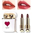 LAMUSELAND Matte Lipstick, 2Pc/Set Waterproof Long Lasting Moisturizing Lip Stain Earphone Dual-color Lip Gloss Primer, Non-stick Cup Lip Make Up Gift Kit for Girls (White)