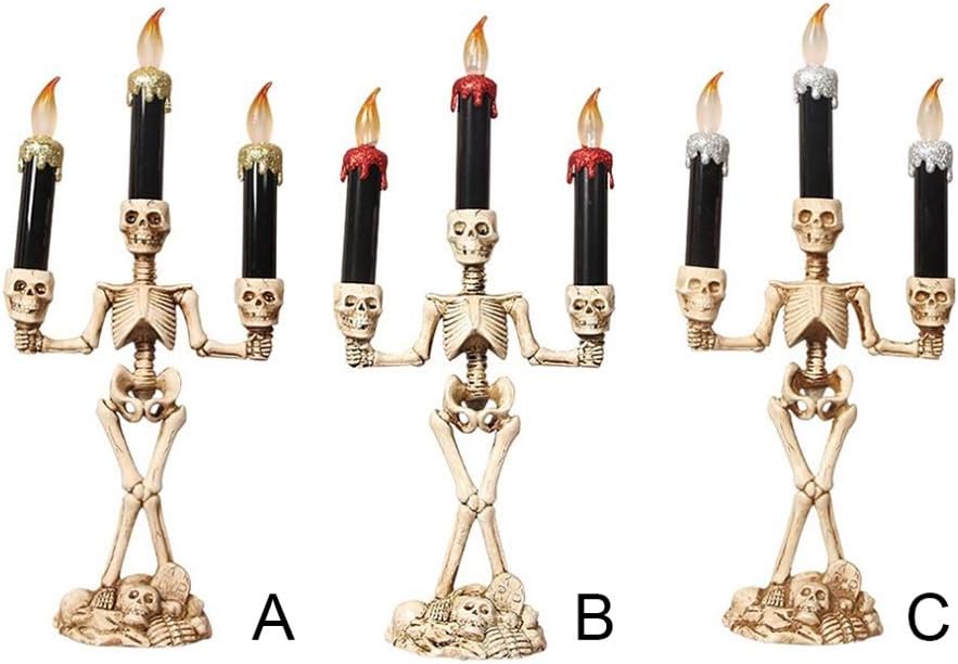 Skeleton Halloween LED Candelabra Battery Powered Flameless Candle