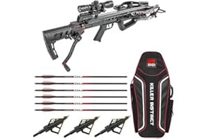 Killer Instinct Fatal-X Crossbow with Dead Silent Crank and 6 Arrows, 3 Broadheads, and Case Hunters Bundle (4 Items)
