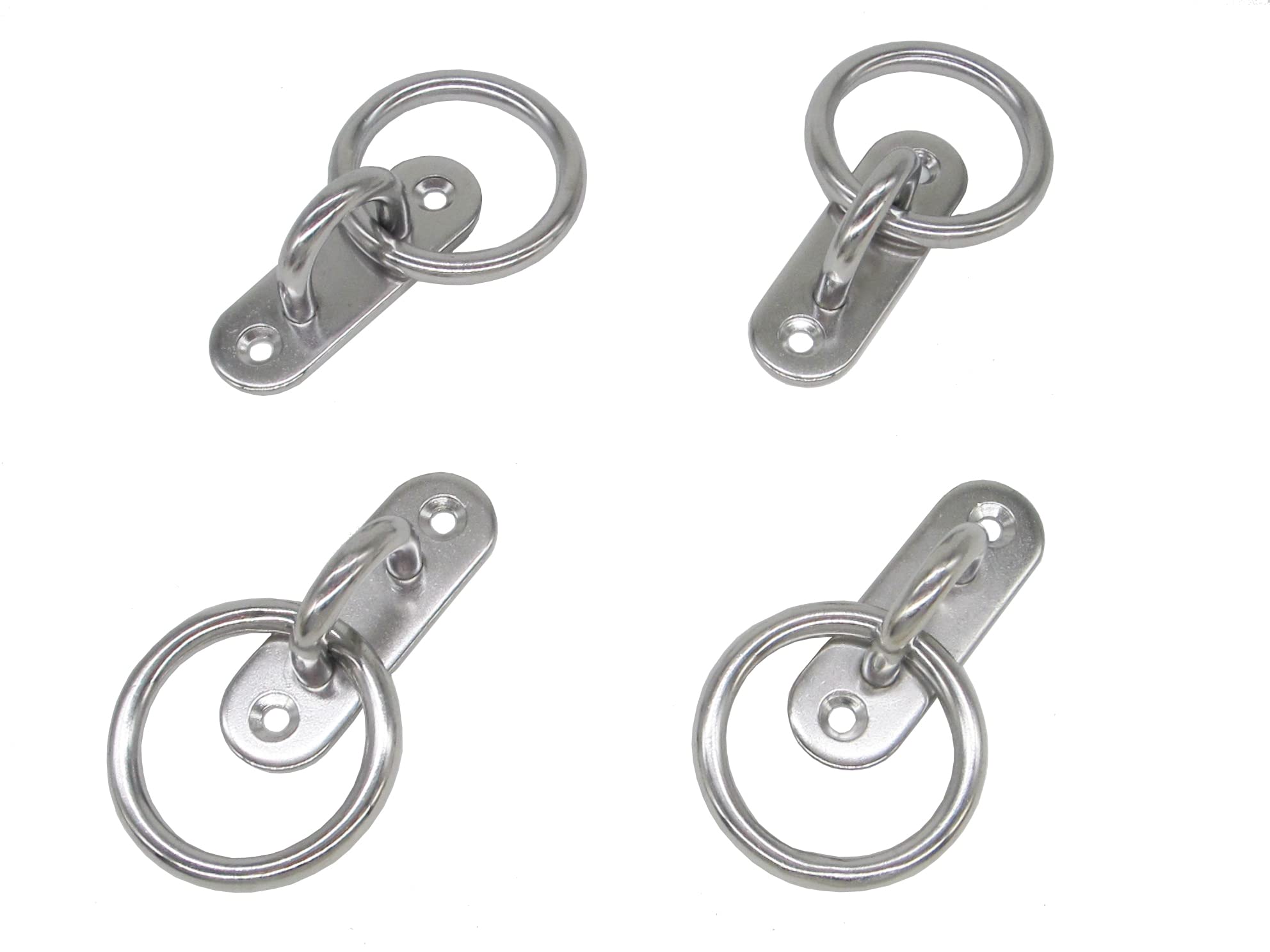 NOVSINO Stainless Steel Ceiling Hooks Wall Hooks, M6 Screw Mount Hook Hangers with Ring, Pad Eye Straps Tie Down Anchor Point Rigging, Pack of 4