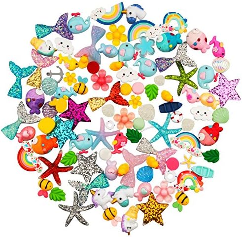 XDLink Pack of 100 Miniature Flat Back Resin Beach Embellishment for Scrapbooking Hair Barrette Jewellery Phone Case Home Miniature